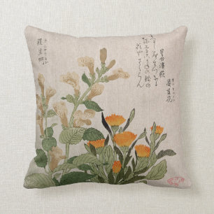 Vintage Japanese Woodblock Print Image Pillow
