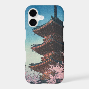 Vintage Japanese Woodblock Spring Evening Pagoda