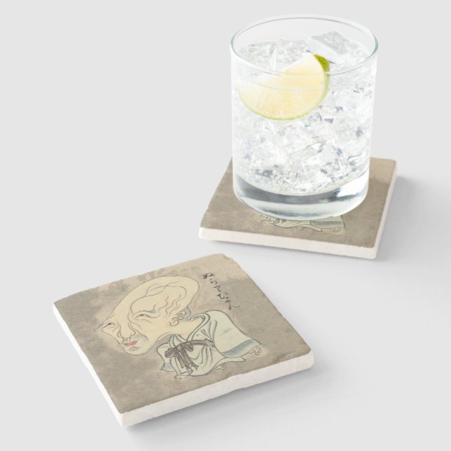 Vintage Japanese Yokai Nurarihyon Stone Coaster (Side)