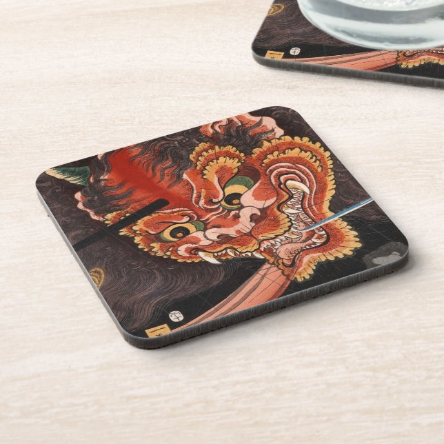 Vintage Japanese Yokai Oni King Fine Art Coaster (Left Side)