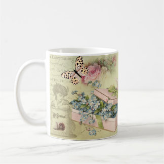 Vintage Jarra with Flowers, Butterflies, Roses, Bi Coffee Mug