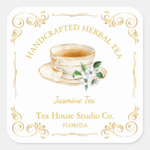 Vintage Jasmine Tea Square Label