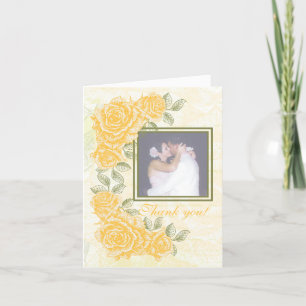Vintage jaune roses mariage Merci carte de note