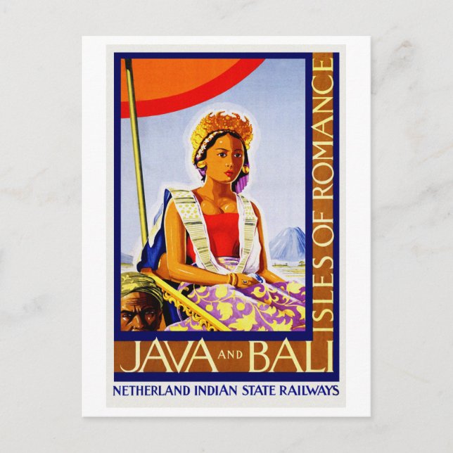 Vintage Java and Bali Indonesia by Railways Postcard (Front)