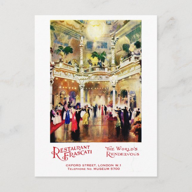 Vintage jazz age advertisement Restaurant Frascati Postcard (Front)