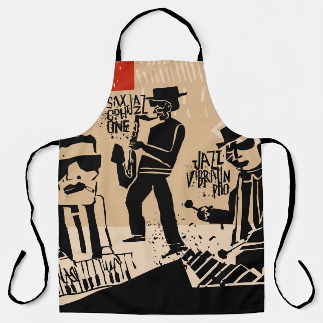 Vintage Jazz Band Poster: Cool Design Apron (Front)