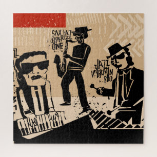 Vintage Jazz Band Poster: Cool Design Jigsaw Puzzle