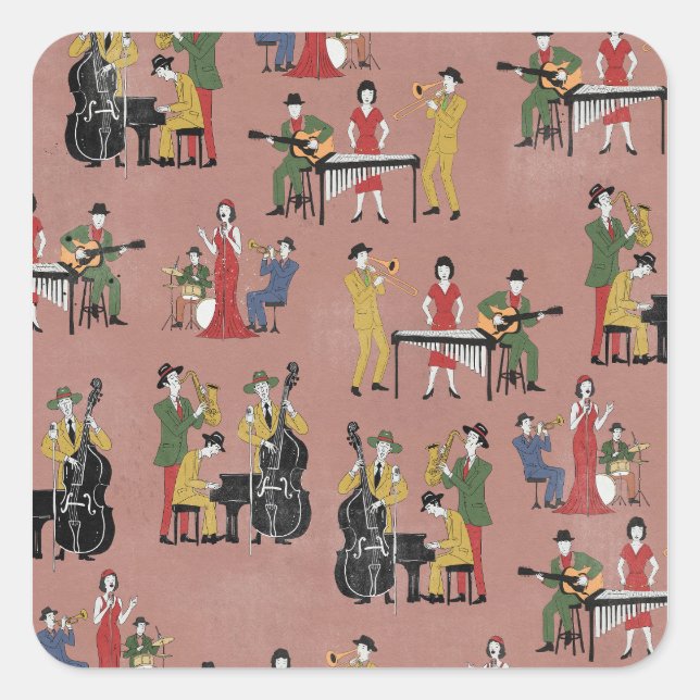 Vintage Jazz Band Square Sticker (Front)