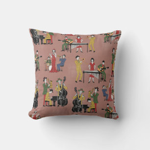 Vintage Jazz Band Throw Pillow