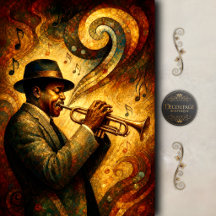 Vintage Jazz Trumpet Art Decoupage