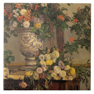 Vintage Jean Frederic Bazille Flowers Tile