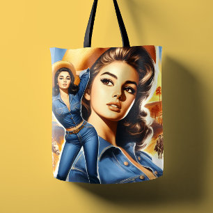 Vintage Jeans Country Woman Tote Bag