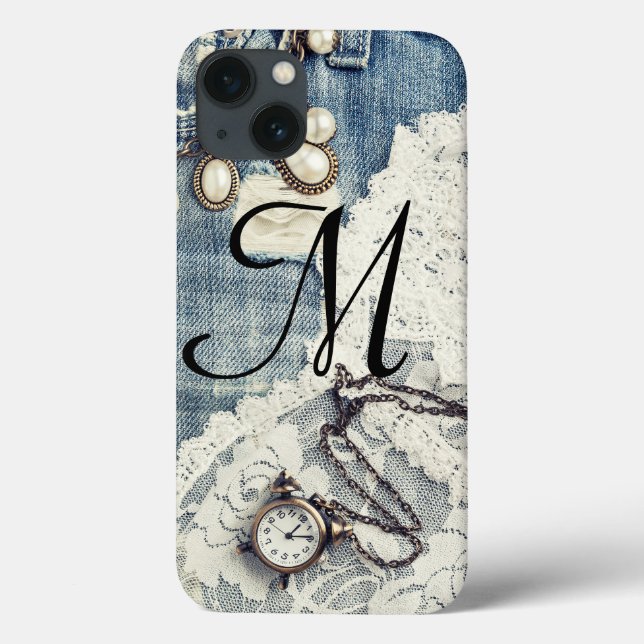 Vintage Jeans Victorian Lace Monogram IPAD Case (Back)