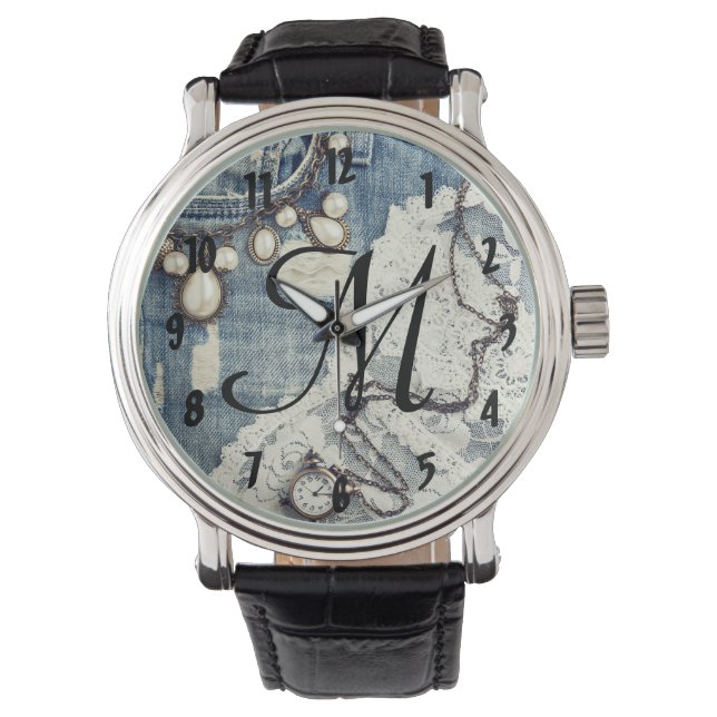Vintage Jeans Victorian Lace Pocket Watch Watch (Front)