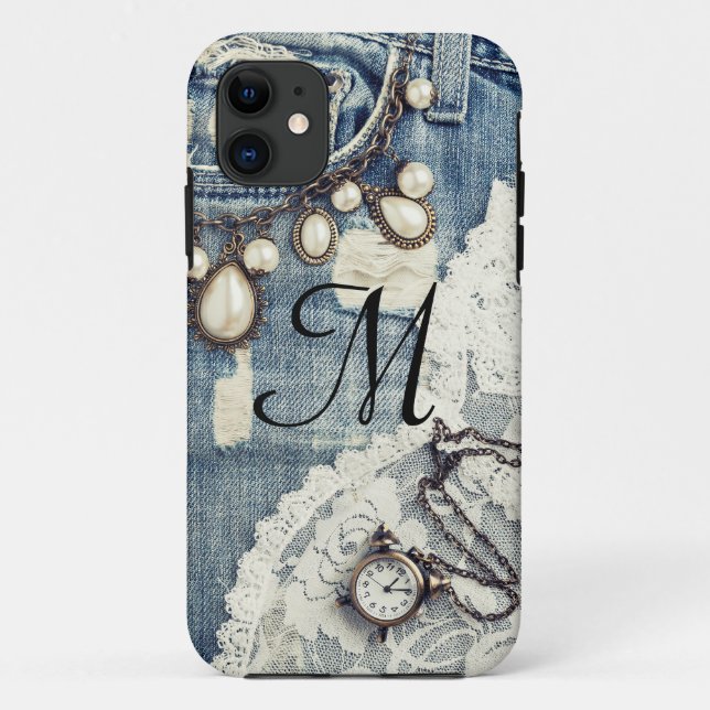 Vintage Jeans Victorian Monogram IPHONE 5 Case (Back)