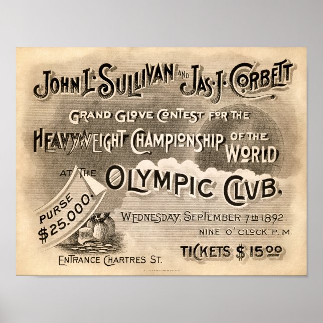 Vintage Jeffries vs. Sharkey Poster (Front)