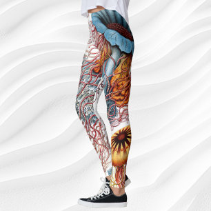 Vintage Jellyfish by Ernst Haeckel, Discomedusae Leggings
