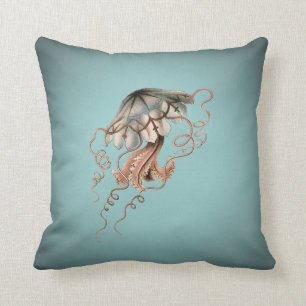 Vintage Jellyfish Throw Pillow
