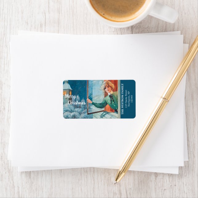 Vintage Jenny Nyström Custom Merry Christmas Label (Insitu)