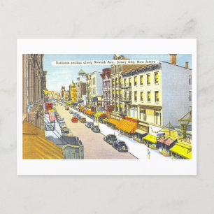 Vintage Jersey City, New Jersey, Downtown View Postcard