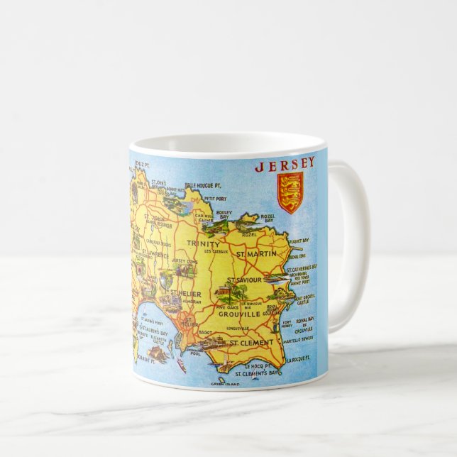 Vintage Jersey Map Coffee Mug (Front Right)