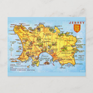 Vintage Jersey Map Postcard