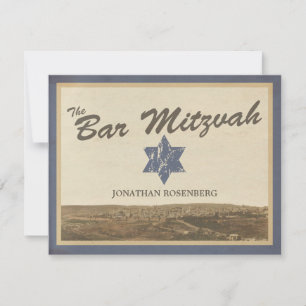 Vintage Jerusalem Bar Mitzvah RSVP Carte de répons