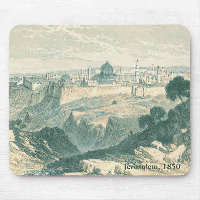 Vintage Jerusalem Dome and Wall Landscape Mousepad (Front)