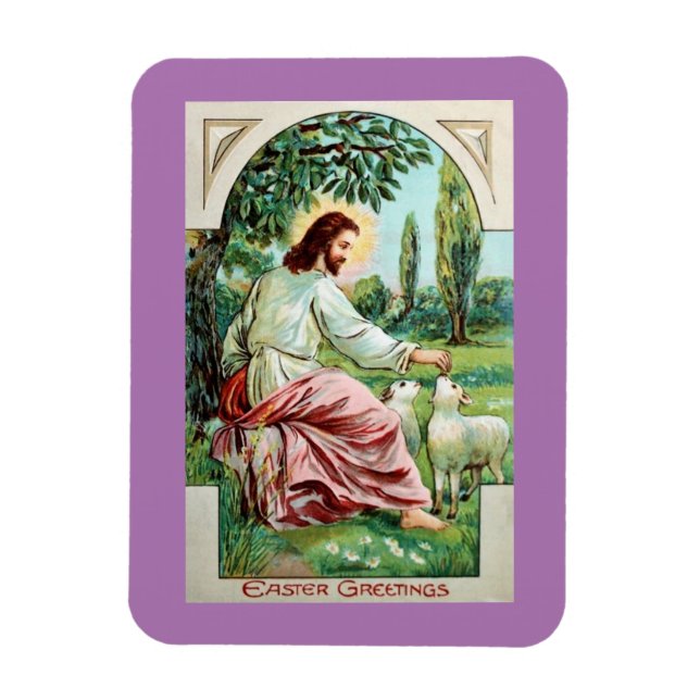 Vintage Jésus avec agneaux Magnet (Vertical)