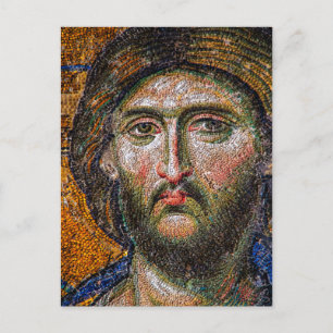 Vintage Jesus Christ Portrait Medieval Mosaic Postcard