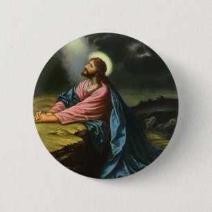 Vintage Jesus Christ Praying, Garden of Gethsemane 2 Inch Round Button