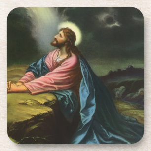 Vintage Jesus Christ Praying, Garden of Gethsemane Coaster