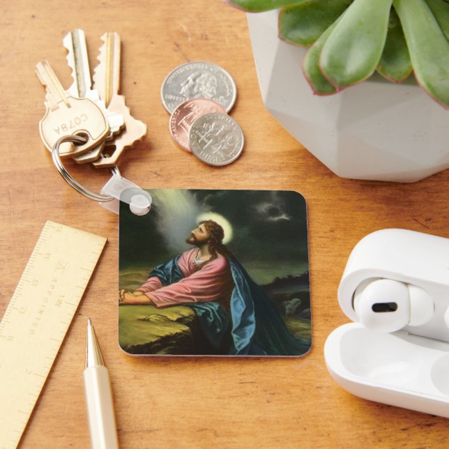 Vintage Jesus Christ Praying, Garden of Gethsemane Keychain (Desk)