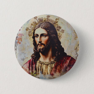 Vintage Jesus Christian Religious 2 Inch Round Button