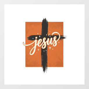 Vintage Jesus Cross Christian Shirt Design_1 Window Cling