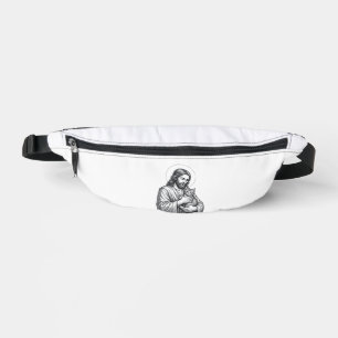 Vintage Jesus Holding Cat Engraving Graphic_1 Fanny Pack