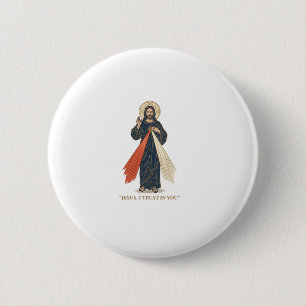 Vintage Jesus I Trust in You Religious Vector Desi 2 Inch Round Button