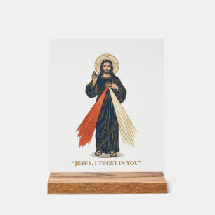 Vintage Jesus I Trust in You Religious Vector Desi Acrylic Sign