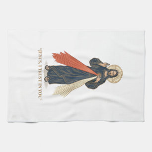 Vintage Jesus I Trust in You Religious Vector Desi Kitchen Towel