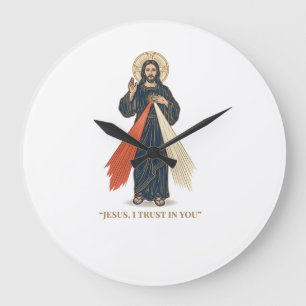 Vintage Jesus I Trust in You Religious Vector Desi Large Clock