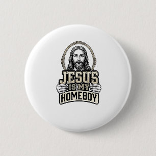 Vintage Jesus Is My Homeboy Engraved Vector Design 2 Inch Round Button