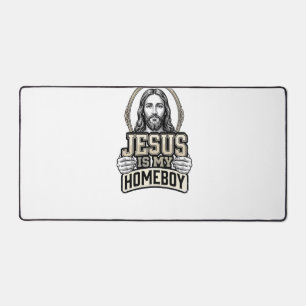 Vintage Jesus Is My Homeboy Engraved Vector Design Desk Mat