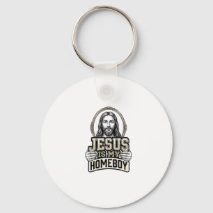 Vintage Jesus Is My Homeboy Engraved Vector Design Keychain