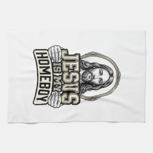 Vintage Jesus Is My Homeboy Engraved Vector Design Kitchen Towel