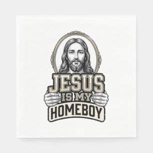 Vintage Jesus Is My Homeboy Engraved Vector Design Napkin