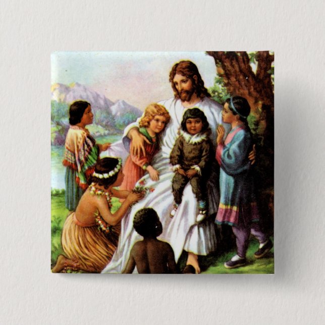 Vintage Jesus Loves Button (Front)