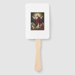 Vintage Jesus Radiant Glory Christian Engraving De Hand Fan