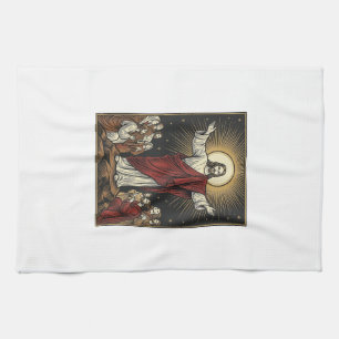 Vintage Jesus Radiant Glory Christian Engraving De Kitchen Towel