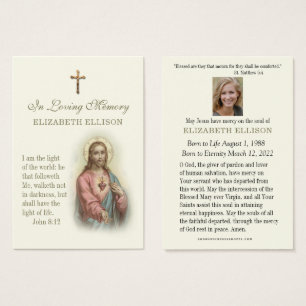 Vintage Jesus  Scripture Funeral Prayer Card