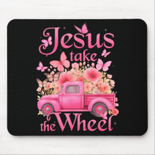 Vintage Jesus Take The Wheel Nk Floral Truck Butte Mouse Pad